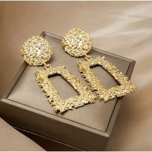 "Wedding Night" Vintage Gold Aztec Drop Earrings